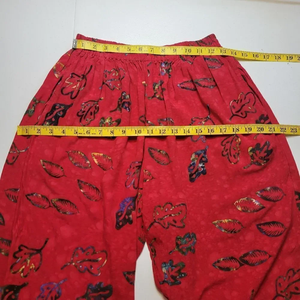 Young Fashion Vintage Red Patterned Culottes and Sleeveless Top Matching Set